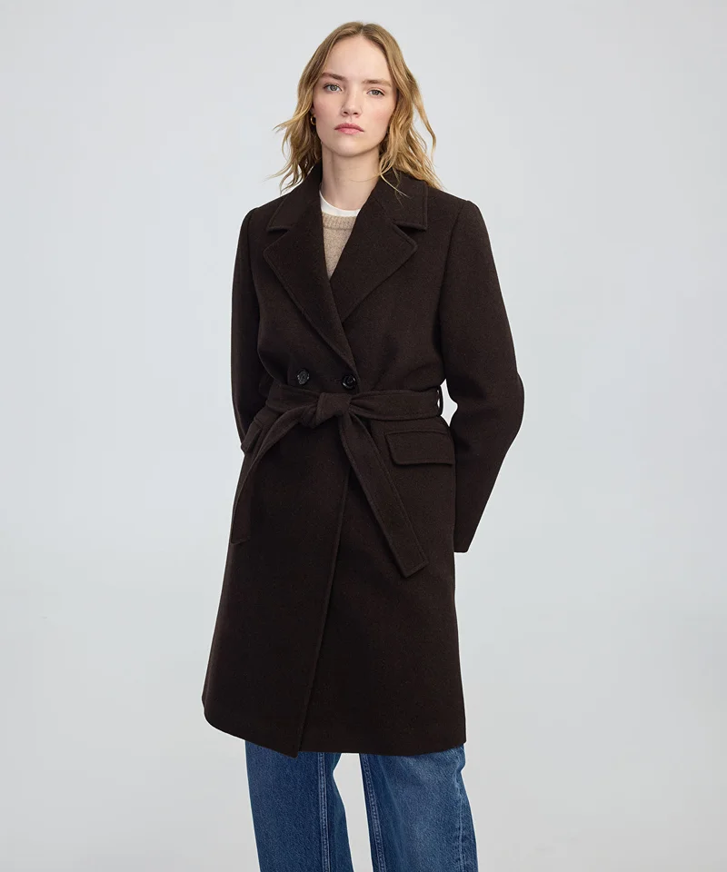 ابيكول Double-Breasted Coat with Belt